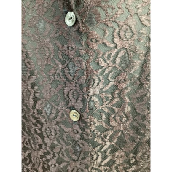 Beautiful Eggplant & Black Lace - Button Back Top - Picture 2 of 8